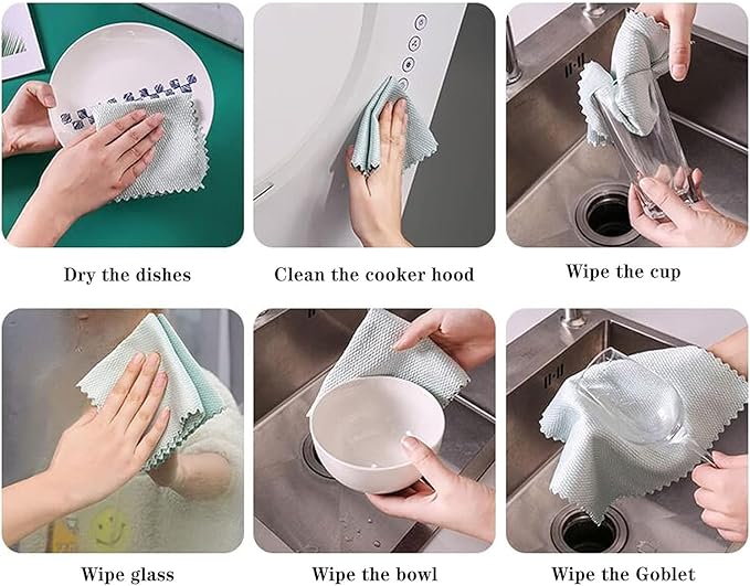 Microfiber Glass Cleaning Cloth, 10 Multi-Functional Reusable Lint Free Cloths,Stainless Steel Windshield Shower Window Cleaning Cloth, Suitable for Home, Kitchen and Auto,Glasses, Mirrors, Screens