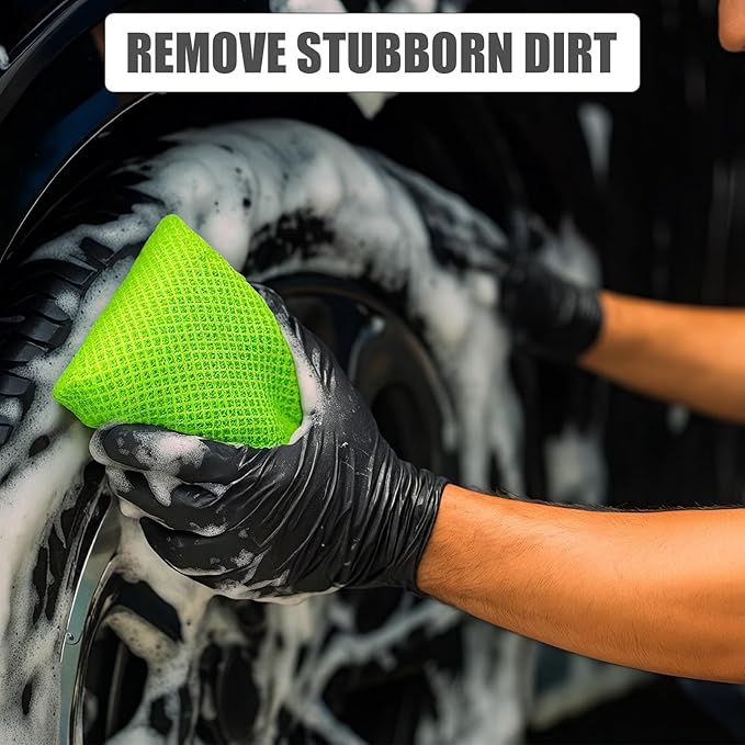 4 PCS Bug Scrubber Sponge Car, Bug Remover Wash Sponge,Car Cleaning Sponge for Bugs, Tar, Grime - Paint-Safe, Reusable Wash Sponges Kit(Green)