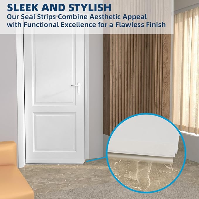 Heavy-Duty 36 ft x 2 in Weather Stripping, Extra Thick 2mm Door Draft Stopper Silicone Seal Strip for House and Glass Shower Doors for Collision and Side Gaps of Door and Windows, White