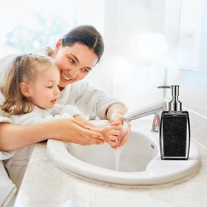 Navy Blue Soap Dispenser with Refillable Plastic Pump for Bathroom Sink or Kitchen Counter, Ideal for Hand Soap, Liquid Soap, Dish Soap, or Lotion Use