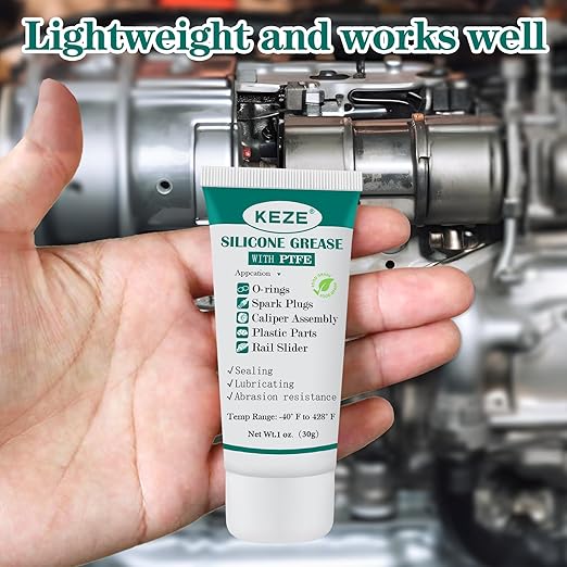 KEZE Silicone Grease Tube PTFE Synthetic Lubricant Sliding Door Grease Automotive Lubrication RV Toilet Seal Lubricant for Plumbing Faucet O Rings Plastic Parts Rubber Seal 1 oz 4-Tube