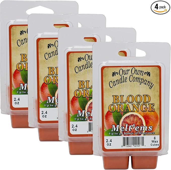 Our Own Candle Company Premium Wax Melt, Blood Orange Scent, Handmade in The USA, 24 Cubes (4 Pack, 9.6oz Total)