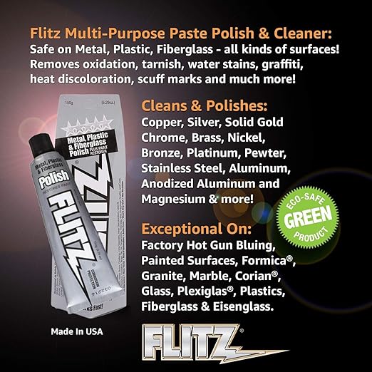 Flitz Multi-Purpose Metal Polish Paste - 5.29oz Tube of USA-Made Chrome Polish - Works on Stainless Steel, Aluminum, Plastic, Jewelry and Cars - Non-Abrasive Cleaner & Rust Remover (40 Pack)
