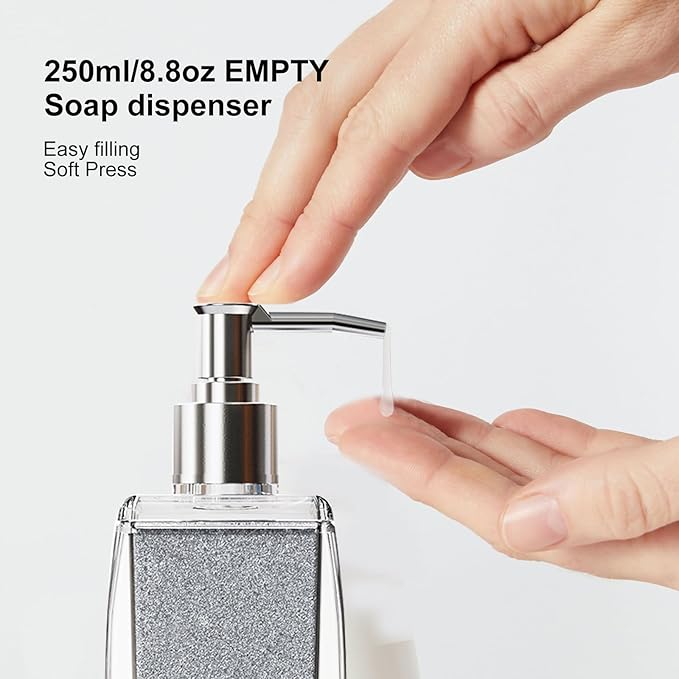 Pink Soap Dispenser with Refillable Plastic Pump for Bathroom Sink or Kitchen Counter, Ideal for Hand Soap, Liquid Soap, Dish Soap, or Lotion Use