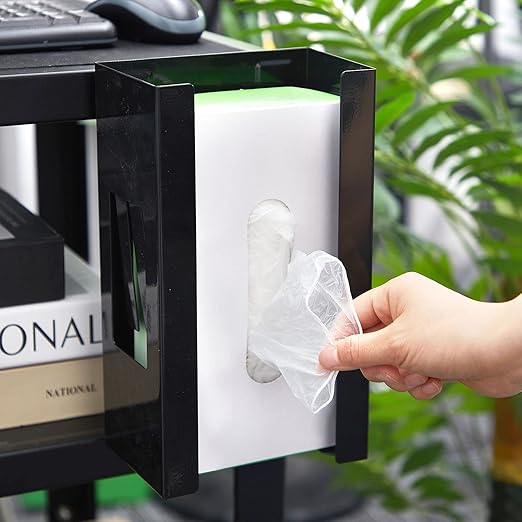 Lounsweer 6 Pcs Magnetic Glove Dispenser Holds Boxes of Towels Paper Tissue Glove Box Holder Wall Mount Kitchen Fridge Tool(Black)