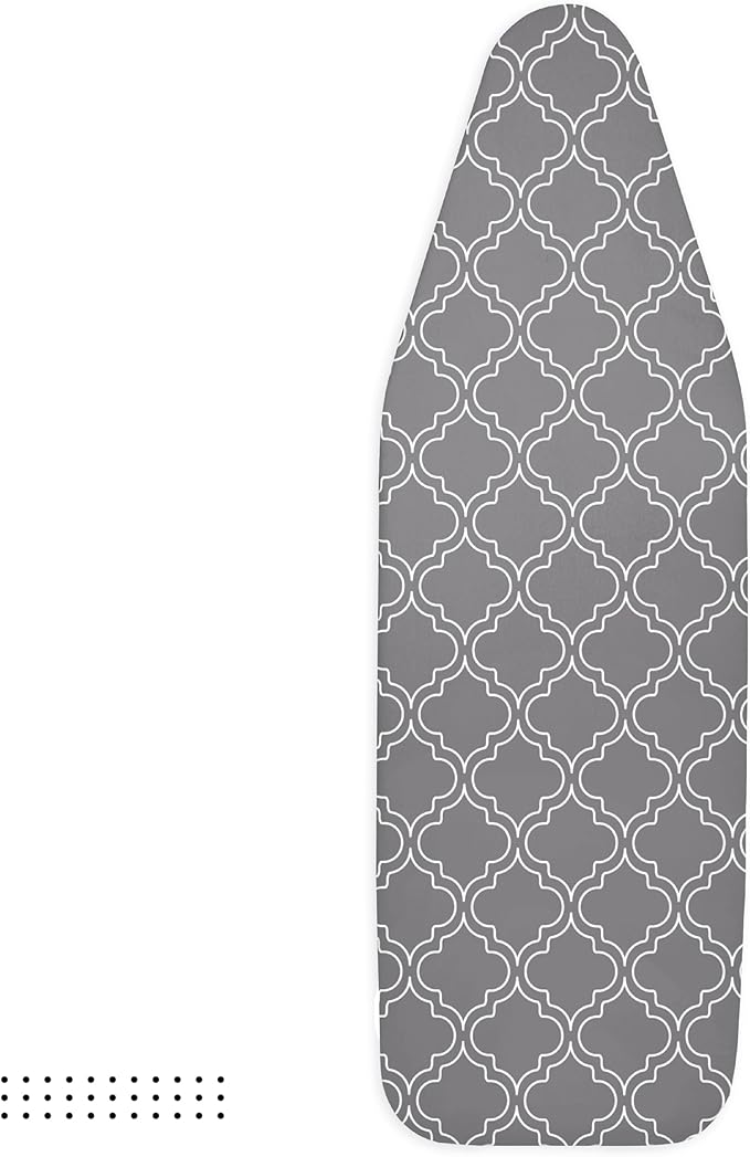 Encasa XO Ironing Board Cover and Pad 57"x22" - Thick 3mm Felt Padding, Drawstring Tightening & Lock, Easy Fit, Scorch & Stain Resistant, Fits X-Large Ironing Board - Grey Tiles