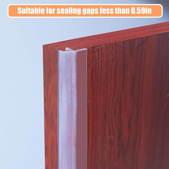 Orghtin T-Shaped Silicone Seal Strip, Clear Door Sealer Weather Stripping, 20Ft Door Draft Stopper