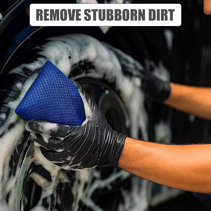 4 PCS Bug Scrubber Sponge Car, Bug Remover Wash Sponge,Car Cleaning Sponge for Bugs, Tar, Grime - Paint-Safe, Reusable Wash Sponges Kit(Blue)