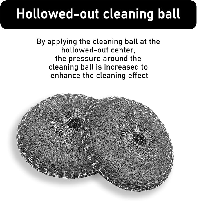 Stainless Steel Wool Metal Wire Scrubber Sponge Scouring Pads Brush Set with Handle for Cleaning Dishes,Pots and Pans,Kitchen Cast Iron,Stoves, Sink,Cooking Tools,Silver(9pcs)
