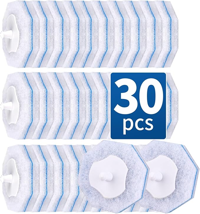 30 Count Disposable Toilet Brush Heads, Toilet Bowl Wand Refills for Toilet Cleaning, toilet scrubber refill,disposable toilet brush headrefills,Toilet Cleaning Sponges Heads for Bathtub, Floor, Drain