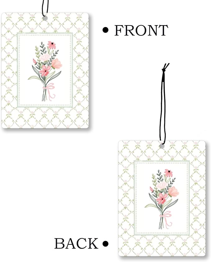 Elegant Rustic Floral Car Air Freshener 4 Pcs, Cottagecore Flower Hanging Scents Air Freshener for Women Girls Gifts, Pastel Leaf Floral Scented Car Accessories Decor for Room Closet Drawer