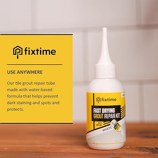 Grout Repair Kit - White Grout Filler Tube - Grout Crack Repair, Premixed Grout Filler Repair, Fast Drying Grout Sealer for Floor Tile - Spatula Included (White, 8oz)