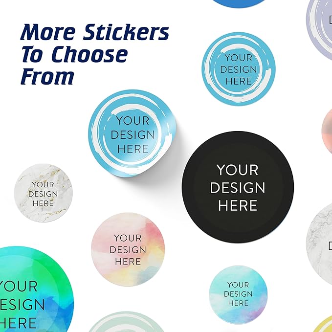 100 Custom Vinyl Stickers - Upload Your own Image, Text, Design, Logo - Personalized Logo Labels for Handmade, Packaging, Bottle, Jars, Candle, Brand Stickers (Blue Swirls, 1x1)