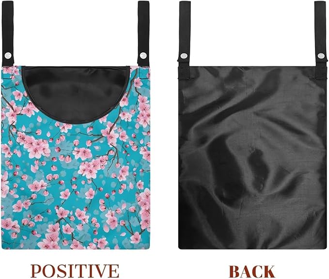 Cherry Blossom Clothespin Pouch with Hanging Hook - Waterproof Clothespin Storage for Outdoor Use