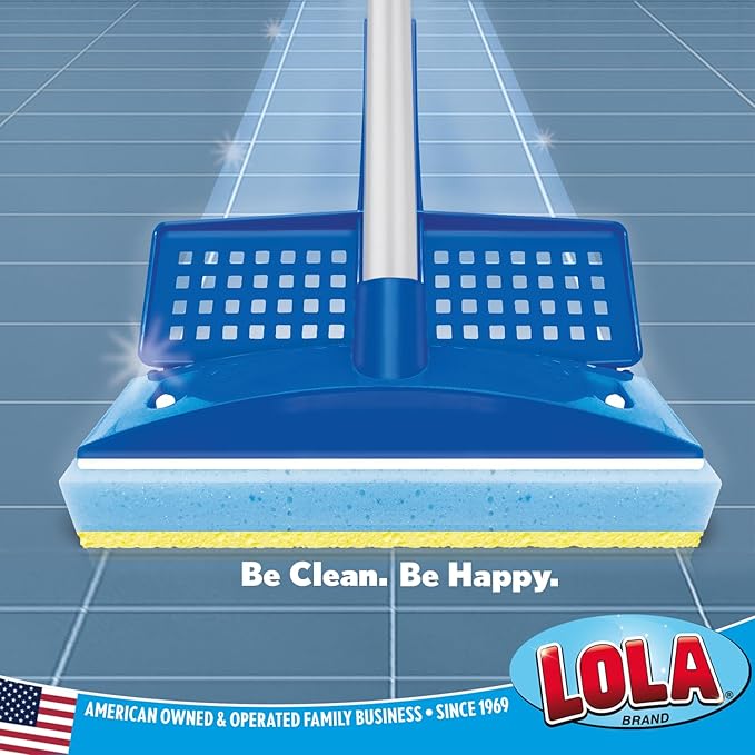 LOLA Squeeze Sponge Mop w/ Poly Foam & a Natural Cellulose Layer, Absorbs and Wicks Moisture, Hard Surface Cleaner, Refillable, 9” Wide Head