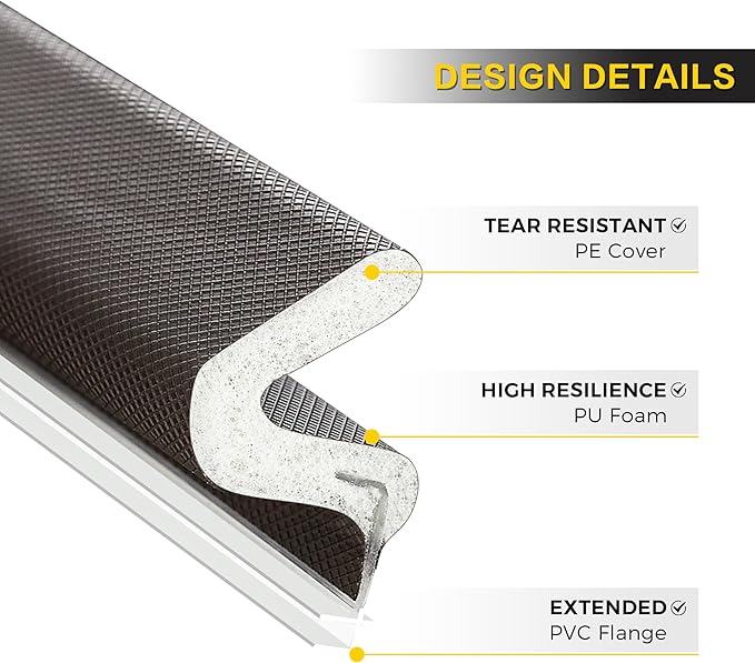 Weather Stripping Door Seal Strip Soundproof Q Foam Weather Stripping for Door Frame, Exterior Door Weather Stripping for Large Gap, Easy to Install(Brown, 30FT
