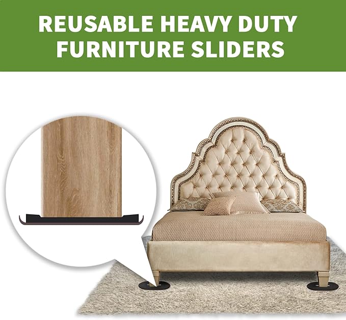 Furniture Sliders for Carpet 4 PCS - 9 1/2 inch Furniture Moving Slider Chair Legs Floors Protectors– Move Your Furniture Easy & Safely (for Carpet) Brown