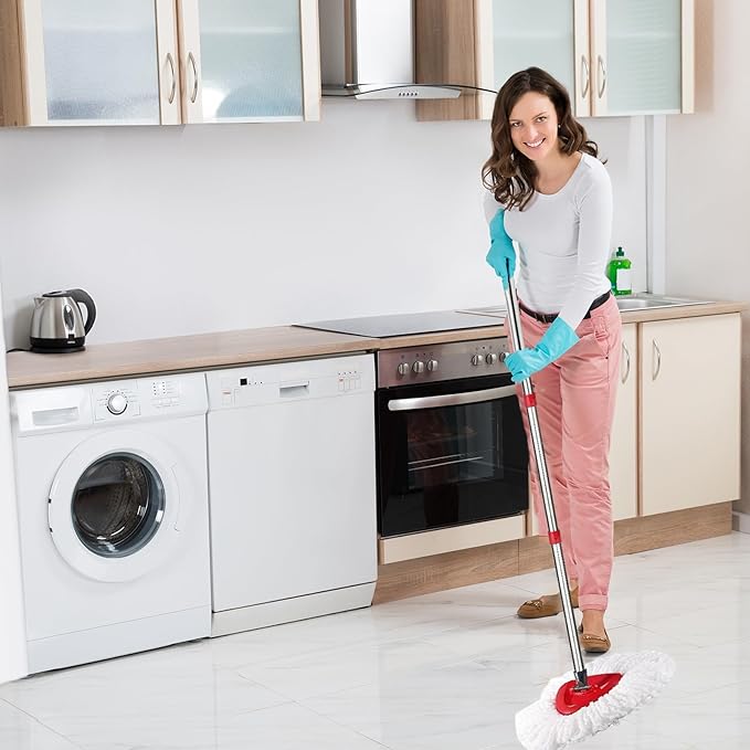 Spin Mop Replacement Handle, 4-Section 30-to-58 inch Mop Replacement Stick Compatible with Ocedar Mop Handle for Easy Wring Mop Refills, Germany Screw Joint(Mop Head&Base not Include)