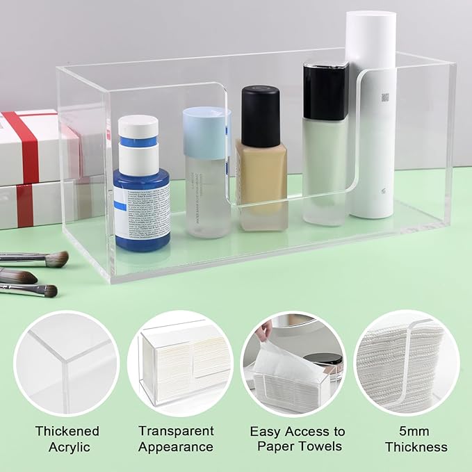 1Pack Acrylic Paper Towel Dispenser, Napkin Holder for Bathroom, Kitchen & Countertop – Paper Towel Holder Z-Fold/C-Fold/Multi-Fold Holder, Shatter-Resistant & Space-Saving (1)