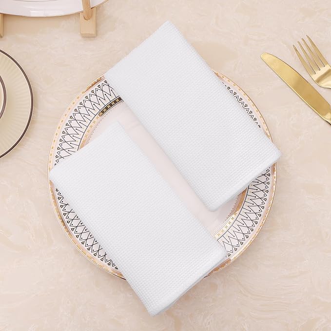Homaxy 100% Cotton Waffle Weave Dish Cloths - 8 Pack Soft and Absorbent Dish Towels - 12 x 12 Inches Quick Dry Dish Rags - White