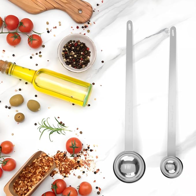 2PCS 1 Tablespoon Coffee Scoop, 9" Long Handle Measuring Spoon, One tbsp (15 ml) Stainless Steel Scooper