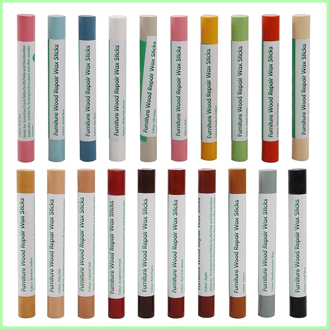 Furniture Markers Touch Up, 20 Colors Wood Filler Sticks, Wood Wax Crayons for Repairing Scratches, Scuffs, Cracks, Holes on Furniture, Floors, Cabinets, Tables, and Doors - Colorful Series