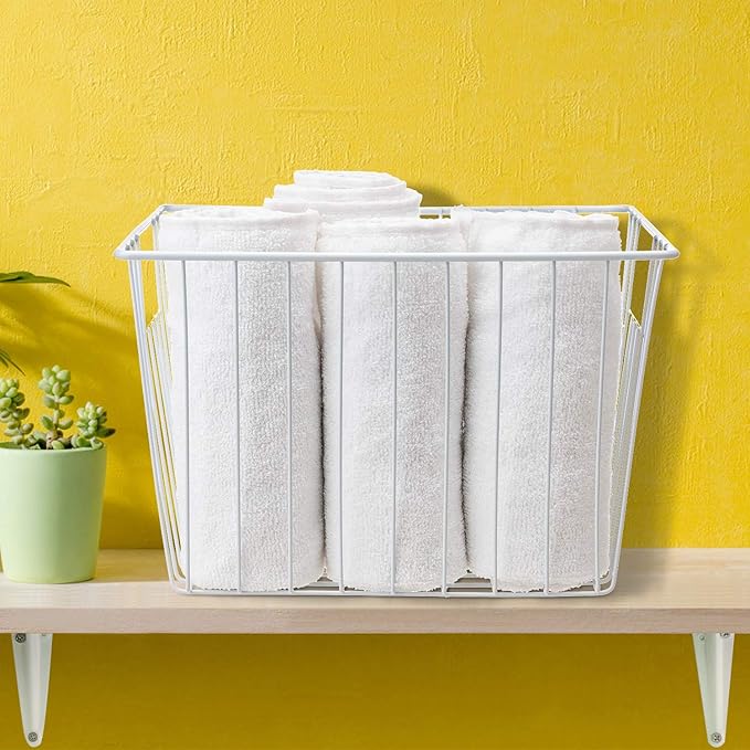 Upright Freezer Organizer Bins, Freezer Baskets for 14, 15 cu.ft Standup Freezer, Wire Storage Baskets with Built-in Handles for Frozen Foods, Snacks, Vegetables, Fruits and More, 6Pcs , White