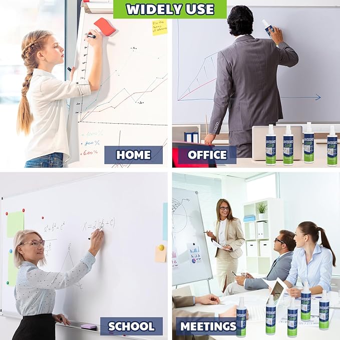 12 Pack Whiteboard Cleaner Spray Bottle 8.5oz Dry Erase Board Surface Cleaner White Board Cleaning Spray Removes Stubborn Marks from Chalkboard