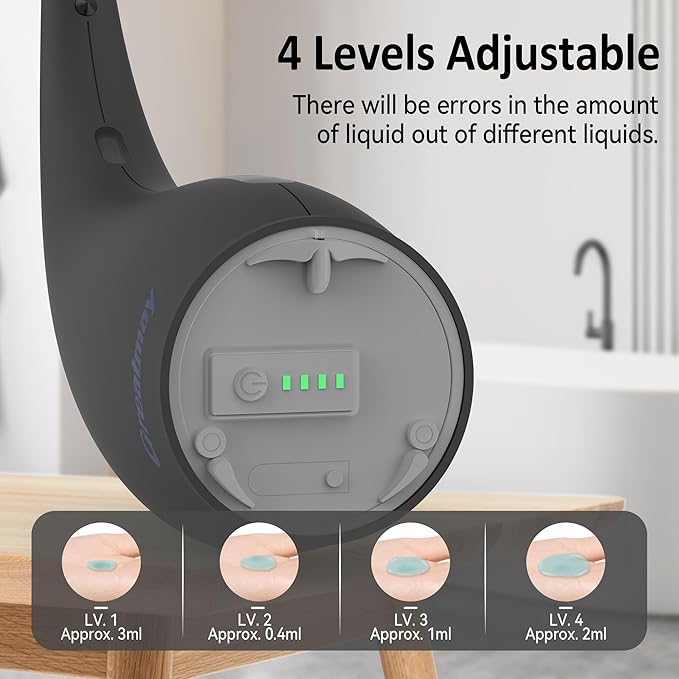 Adjustable Automatic Soap Dispenser Touchless, 4 Adjustable Levels Touchless Sensor Liquid Soap Pump Dispenser,300ml Rechargeable Magnetic Charging Hand Soap Dispenser for Kitchen,Bathroom
