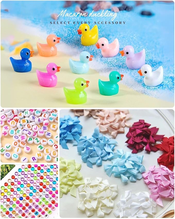 Cheer Pins for Backpack Cheer Stuff Kit 70 Red Colored Clothes Pins with Mini Resin Ducks Bows Letter Beads Team Cheerleaders Gifts Bulk Pin Me Ribbon for Bag Decorations Competition Spirit Clips