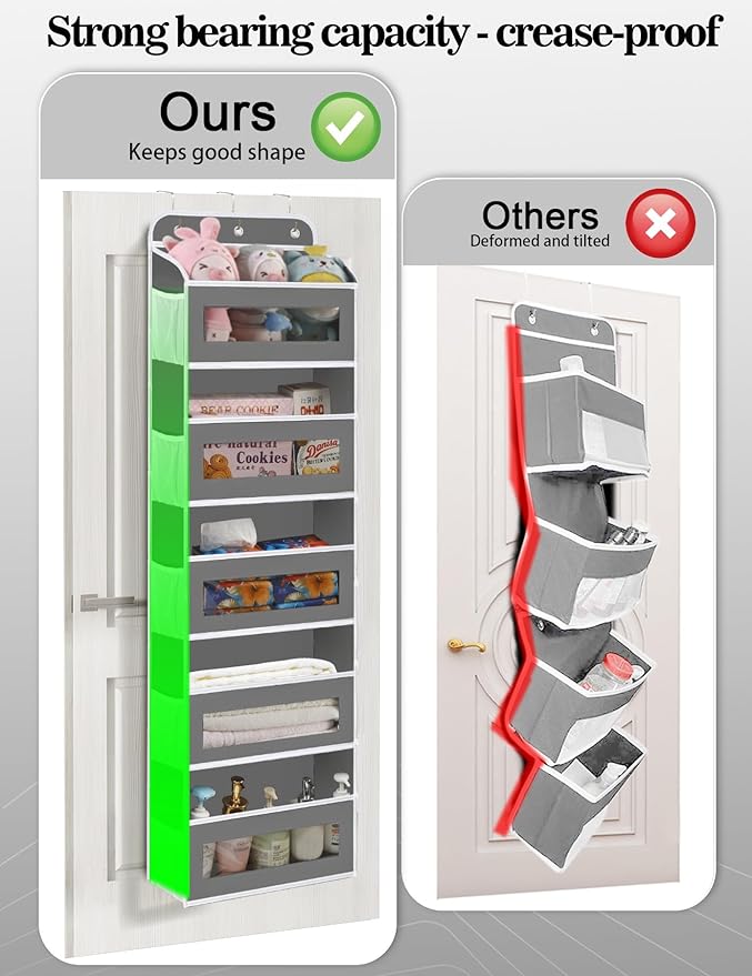 Over The Door Organizer, 5 Shelves Closet Door Hanging Storage and Organizer with 10 Mesh Pockets, Nursery Closet Organizer, Baby Essentials, Stuffed Animal Storage