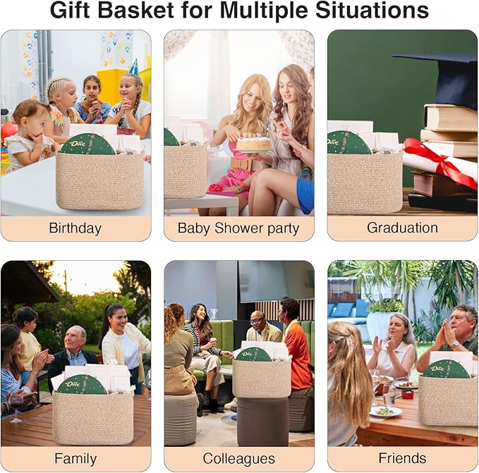 Woven Cotton Rope Storage Basket for Organizing, Cute Decorative Baskets for Gifts Empty, Organizer Bins for Dog Toy, Baby Laundry, 17“×13”×9.5“, Brown
