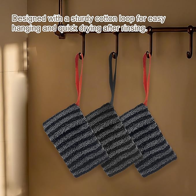 2 Pack Soap Bag Gentle Roughness,Bar Soap Pouch Saver Pocket,Exfoliating Body Scrubber Shower Bath Sponge Loofah (Grey)