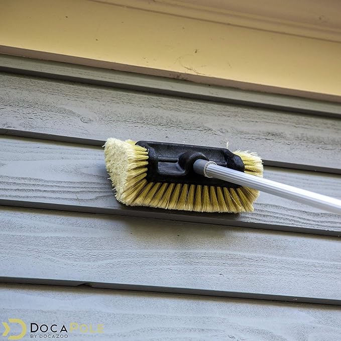 DOCA Scrub Brush Attachment for Long Handle Extension Pole - Outdoor Broom and Scrubbing Brush for House Floor, Deck, Patio, Car - Car Wash Brush