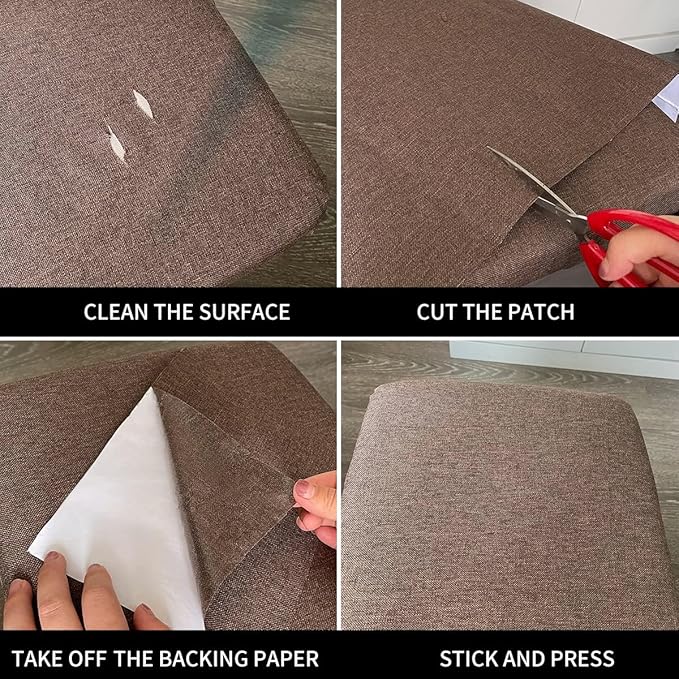 Fabric Repair Patches, Linen Repair Tape Self-Adhesive Fabric Patches Durable, DIY Large Linen Tape for Sofa, Couches, Furniture, Chair, Clothing (3.5X79 Inch, White)
