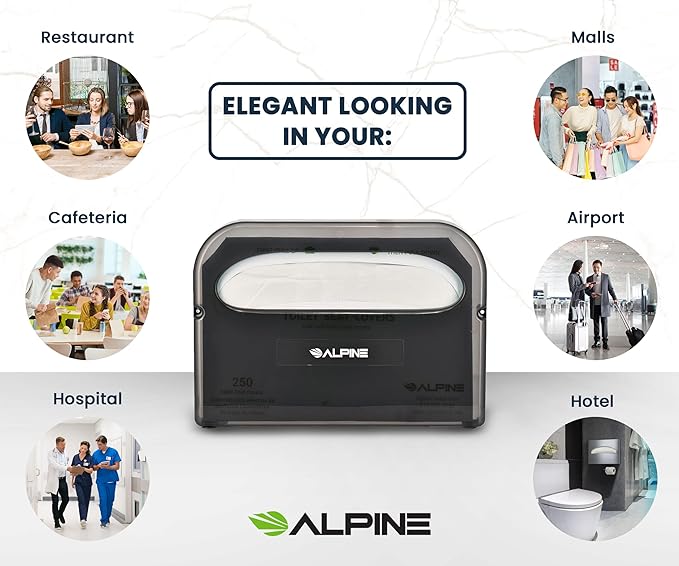 Alpine Toilet Seat Cover Dispenser - Wall Mount Disposable Toilet Seat Cover Holder For Commercial And Residential Use, Half Fold.