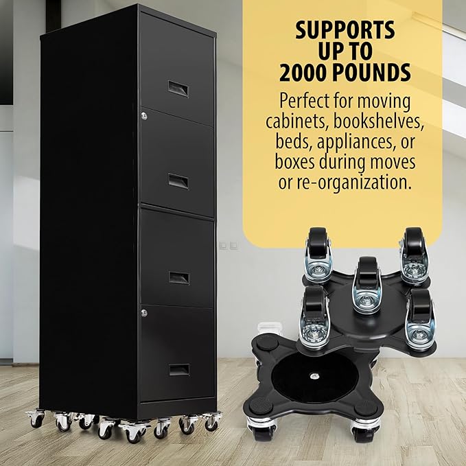 Furniture Movers with Wheels - Set of 4 Heavy Duty Furniture Lifter Tool with 2000 lbs Load Capacity, Easy Sliders Dolly for Moving Appliances, Sofa, Cabinet, and Piano etc (6.3×6.3IN)
