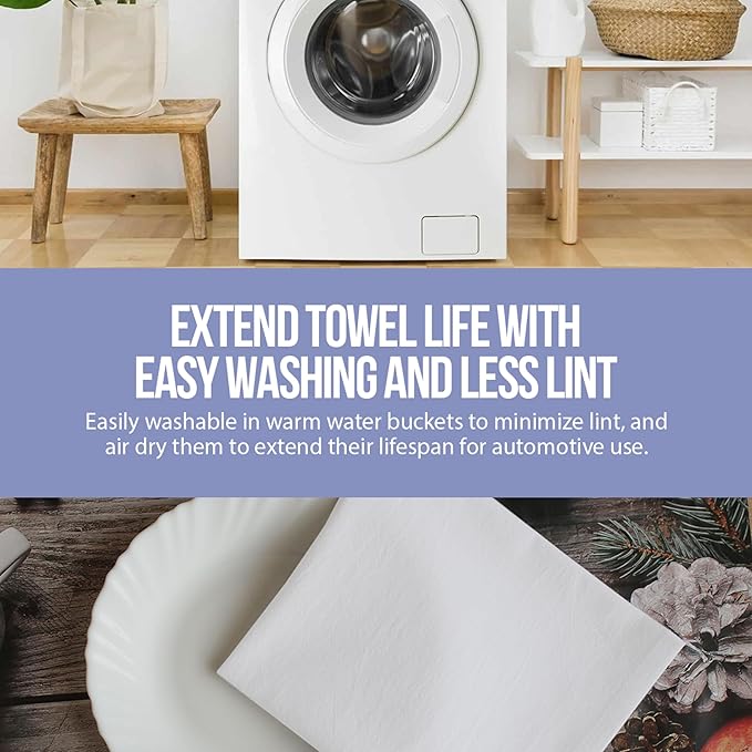 Dish Cloths Cotton| Kitchen Wash Cloth| Shop Towels Absorbent and Lint Free Flour Sack| Dishcloths for Kitchen Washing Dishes|Thick Absorbent Quick Dry Dish Rags | 12 Pack 13"x13" White