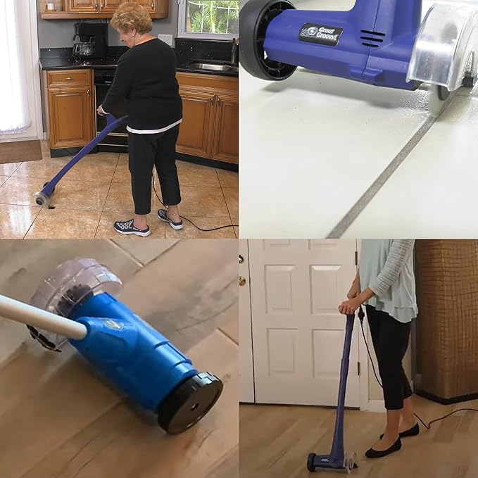 Grout Groovy! Electric Stand-Up Lightweight Grout Cleaning Machine – Large Tile Grout Cleaner for Deep Cleaning Kitchen Floors, Bathrooms & Tile Surfaces | Easy-to-Use Electric Floor Scrubber Machine