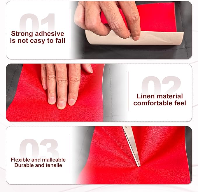 PATIKIL Leather Patches Tape for Furniture, 6.3 x 61 Inch Self Adhesive Vinyl Leather Repair Kit Cover Sheet for Couch, Sofa, Car Seats, Office Chair, Light Gray