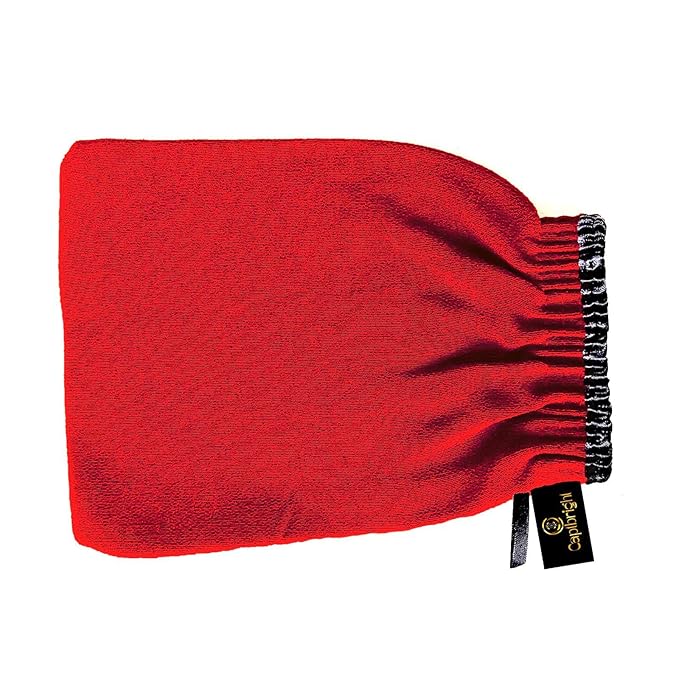 Exfoliating Moroccan Bath Glove โ Natural Kessa Mitt for Body Scrubbing & Dead Skin Removal | Deep Clean, Improve Circulation, Stretch Mark Reduction | Reusable & Eco-Friendly