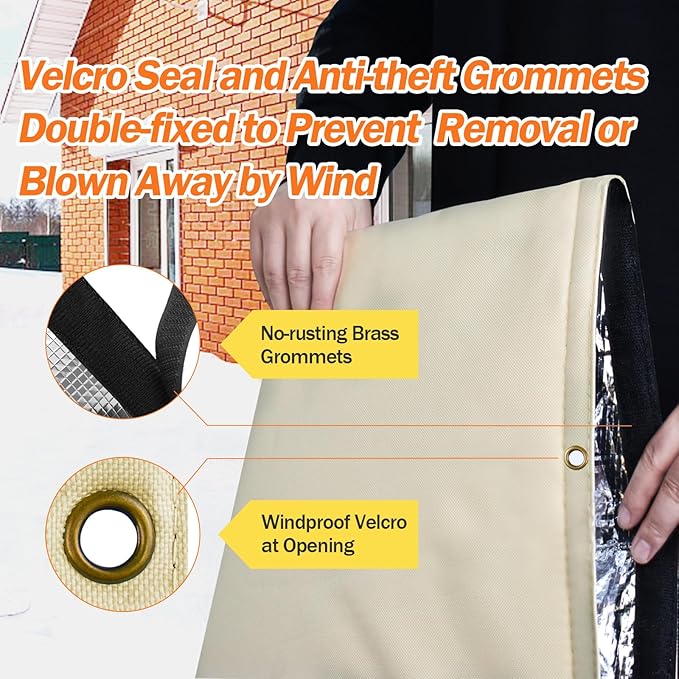 Backflow Preventer Pipe Insulation Cover (5°F) - Irrigation Sprinkler Valve Insulated Pouch - Water Well Pump Cover - Sturdy 5 Layers for Winter Freeze Protection, 20" W x 26" H, Beige