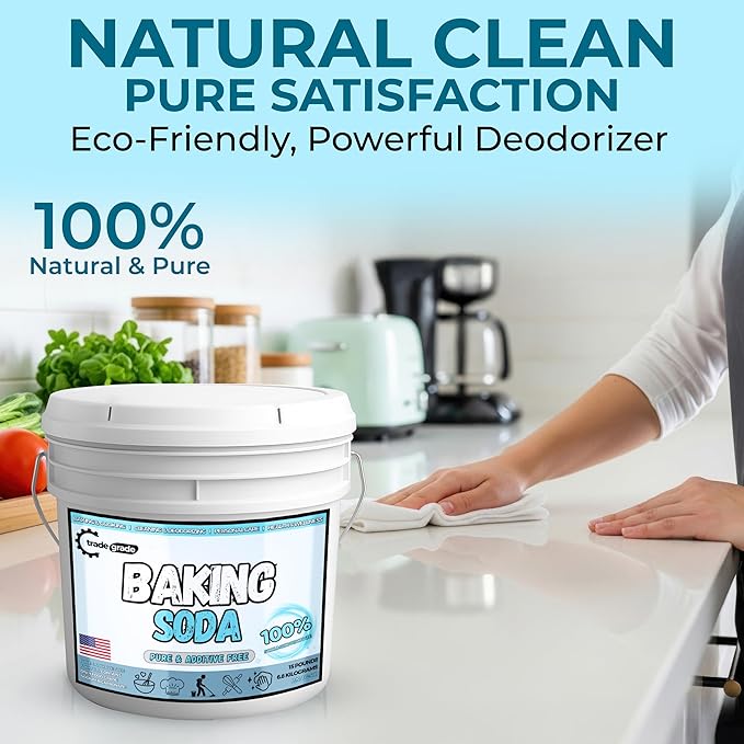 TradeGrade Pure Baking Soda Powder – 15 lb Bucket, Sodium Bicarbonate Powder | Premium Food-Grade for Baking, Bread, Cookies & More | Baking Soda for Cleaning, Natural Cleaner & Deodorizer