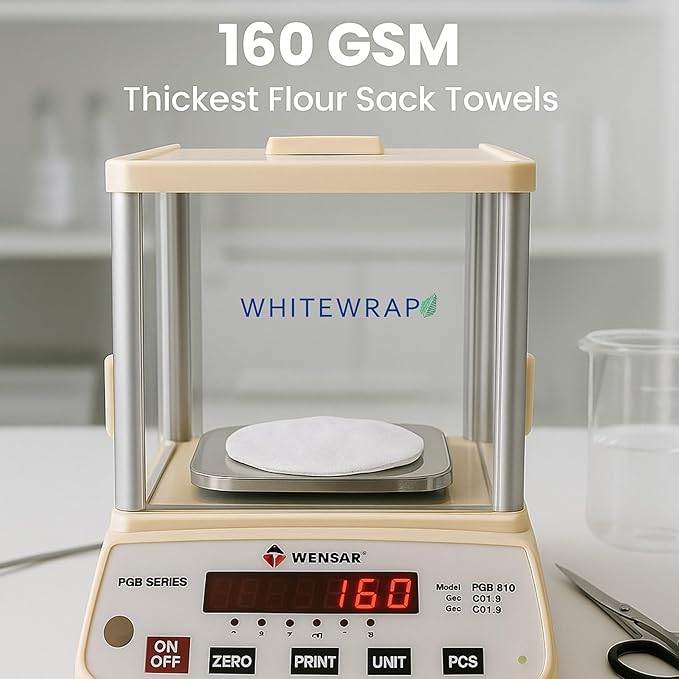 7-Pack Flat Flour Sack Towels – 100% Cotton Kitchen Dish & Tea Towels for Crafting, Embroidery, Baking & Bread Proofing – Thick, Absorbent, Quick-Drying – White (18x28)