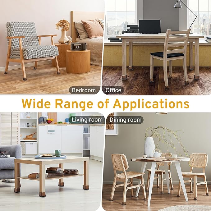 24PCS Square Chair Leg Floor Protectors, Furniture Sliders, Chair Leg Protectors for Hardwood Floors, Non-Slip Felt Furniture Pads, Silicone Cap Covers to Protect Floors, (Fit 1.5" - 2")