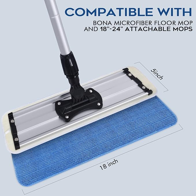 MATTHEW 18'' Microfiber Spray Mop Replacement Pads Heads for Wet Dry Reusable Mops Floor Home Commercial Cleaning Refills, Machine Washable Fits Compatible with Bona Mop&Most Spray Mops Blue (12 Pack)
