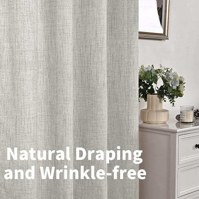 YoungsTex Light Grey Linen Curtains 78 Inch Length for Living Room, Light Filtering Semi Sheer Window Drapes Rod Pocket Back Tab Curtain for Bedroom Office Dining, 2 Panels, 52 X 78 Inch