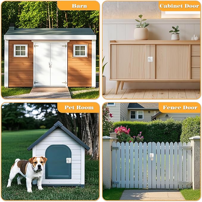 Alise Flip Latch Gate Latch White Shed Lock Shed Latch Barn Door Lock Locking Latches for Barn Fence Cabinet Garden Garage Window Pet Dog Cage,Stainless Steel Shed Door Latch Barn Door Lock,S-Size
