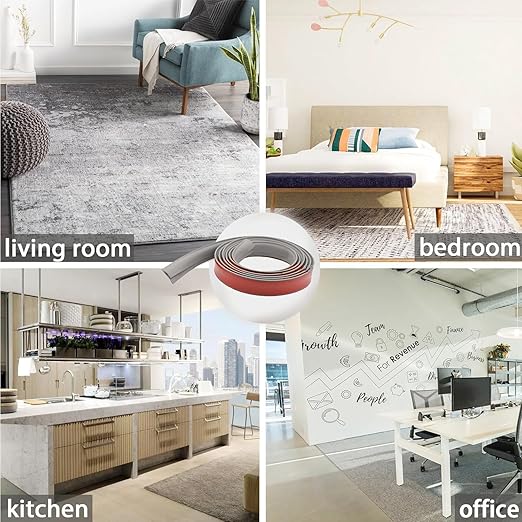Self Adhesive Carpet Transition Strip with Edge Trim, Designed for Seamless Transitions from Carpet to Tile or Vinyl Floors, Perfect for Doorways.(Gray,5ft)