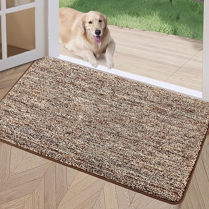 REFETONE Coffee/Brown Doormat, 24'x36', Indoor Non Slip Absorbent Rug for Entryway, Resist Dirt, Machine Washable, Low-Profile, Ideal for High-Traffic Areas, Housewarming Gift